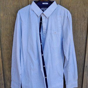 EXPRESS Brand Men’s Large Fitted Long-Sleeve 100% Cotton Dress Shirt Pin Stripe